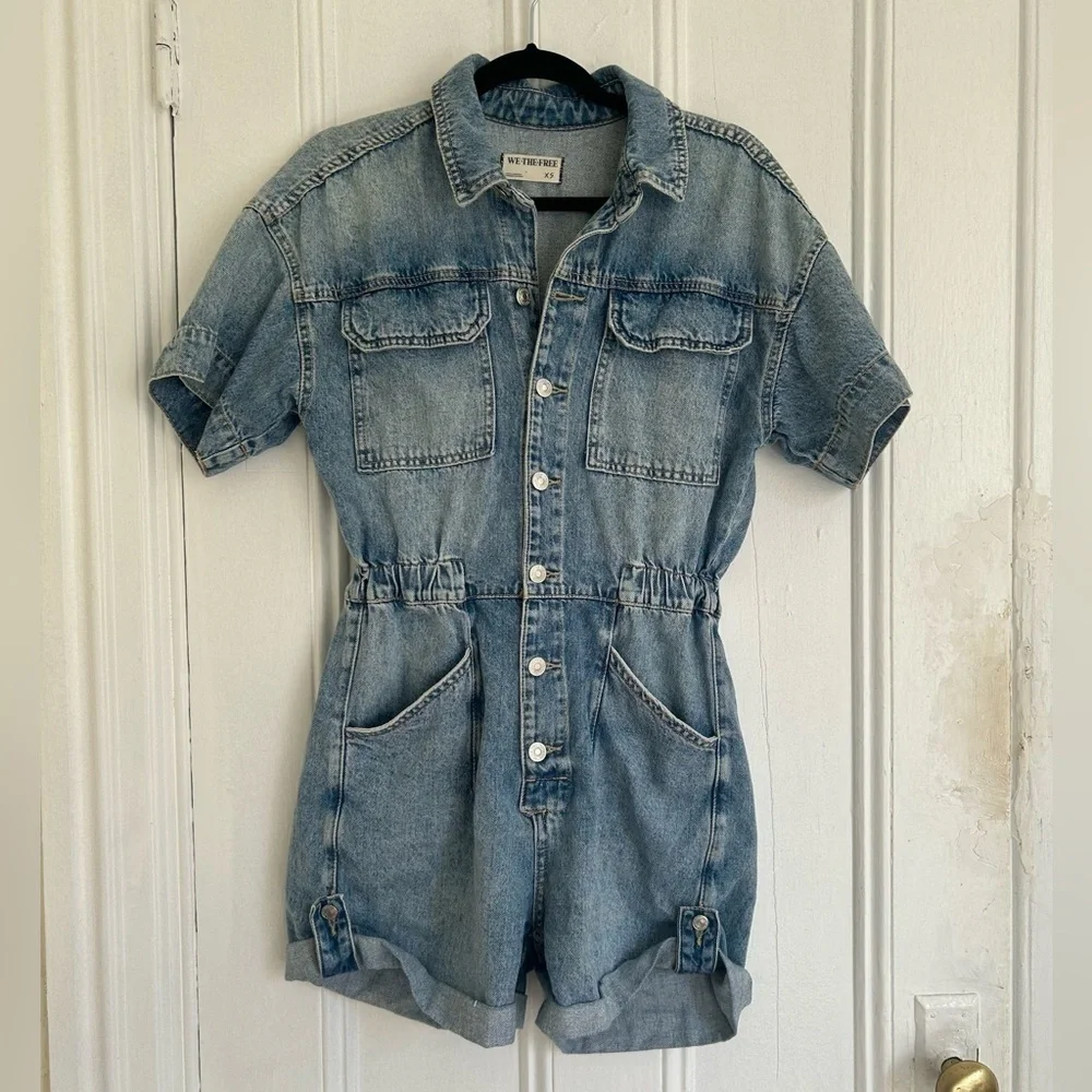 Free People Marci Denim Romper - Picture 3 of 6